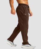men's fleece-lined zip pockets stretch sweatpants in brown - side view