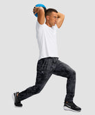 men's fleece-lined zip pockets stretch sweatpants in gray camo - matching outfits view