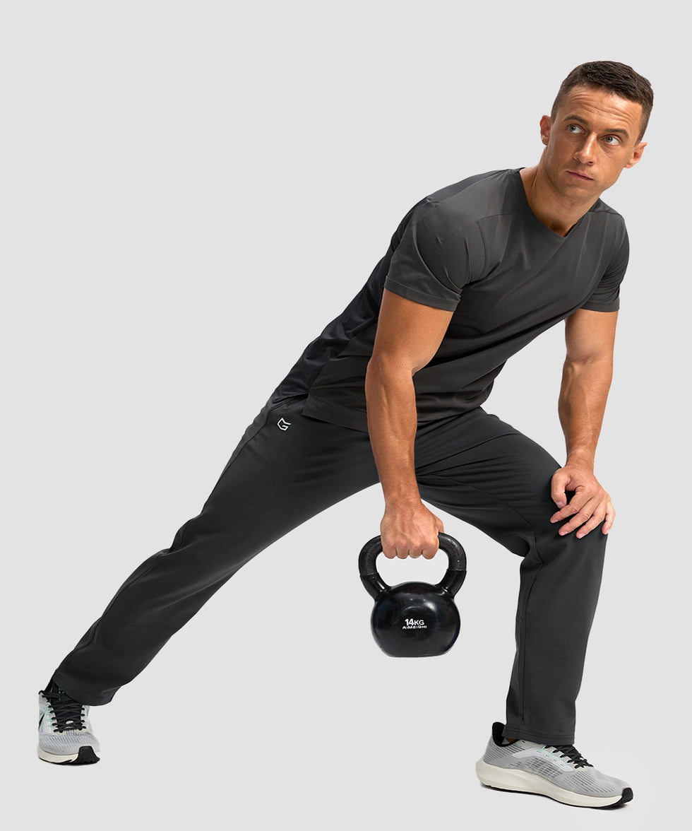 men's fleece-lined zip pockets stretch sweatpants in gray - matching outfits view