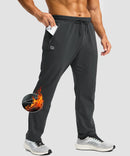 men's fleece-lined zip pockets stretch sweatpants in gray - zip pocket detail view