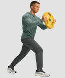 men's fleece-lined zip pockets stretch sweatpants in heather charcoal - matching outfits view