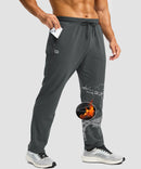 men's fleece-lined zip pockets stretch sweatpants in heather charcoal - zip pocket detail view