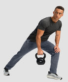 men's fleece-lined zip pockets stretch sweatpants in heather dusty blue - matching outfits view
