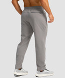 men's fleece-lined zip pockets stretch sweatpants in light gray - back view