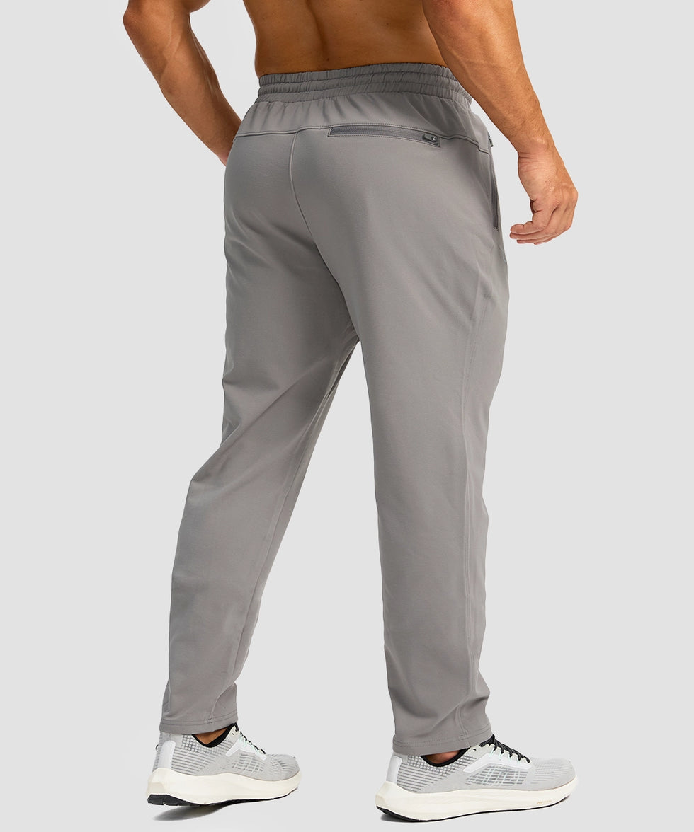 men's fleece-lined zip pockets stretch sweatpants in light gray - back view