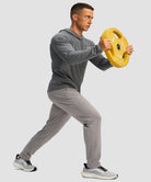 men's fleece-lined zip pockets stretch sweatpants in light gray - matching outfits view