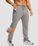 men's fleece-lined zip pockets stretch sweatpants in light gray - zip pocket detail view