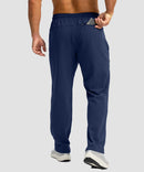 men's fleece-lined zip pockets stretch sweatpants in navy - back view