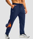 men's fleece-lined zip pockets stretch sweatpants in navy - zip pocket detail view