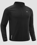 men's fleece quarter zip pullover long sleeve in black - fabric detail