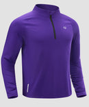 men's fleece quarter zip pullover long sleeve in deep purple - fabric detail