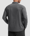 men's fleece quarter zip pullover long sleeve in heather dark gray - back view