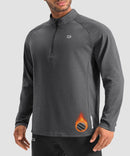 men's fleece quarter zip pullover long sleeve in heather dark gray - collar detail