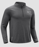 men's fleece quarter zip pullover long sleeve in heather dark gray - fabric detail