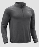 men's fleece quarter zip pullover long sleeve in heather dark gray - fabric detail