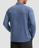 men's fleece quarter zip pullover long sleeve in heather dusty blue - back view