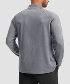 men's fleece quarter zip pullover long sleeve in heather light gray - back view