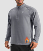 men's fleece quarter zip pullover long sleeve in heather light gray - collar detail