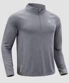 men's fleece quarter zip pullover long sleeve in heather light gray - fabric detail