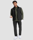 men's fleece quarter zip pullover long sleeve in heather olive - matching outfits view