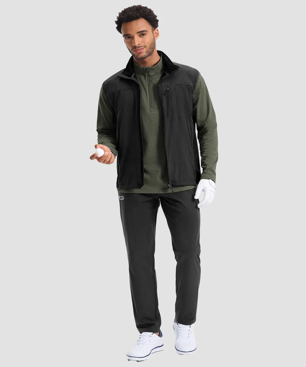 men's fleece quarter zip pullover long sleeve in heather olive - matching outfits view