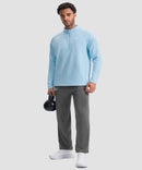 men's fleece quarter zip pullover long sleeve in heather sky blue - matching outfits view