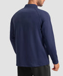 men's fleece quarter zip pullover long sleeve in navy - back view