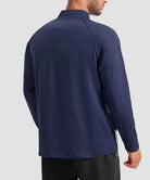 men's fleece quarter zip pullover long sleeve in navy - back view