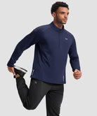 men's fleece quarter zip pullover long sleeve in navy - matching outfits view