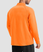 men's fleece quarter zip pullover long sleeve in orange - back view
