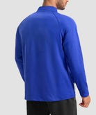 men's fleece quarter zip pullover long sleeve in royal blue - back view