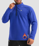 men's fleece quarter zip pullover long sleeve in royal blue - collar detail