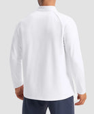 men's fleece quarter zip pullover long sleeve in white - back view
