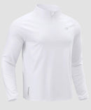 men's fleece quarter zip pullover long sleeve in white - fabric detail