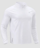 men's fleece quarter zip pullover long sleeve in white - fabric detail