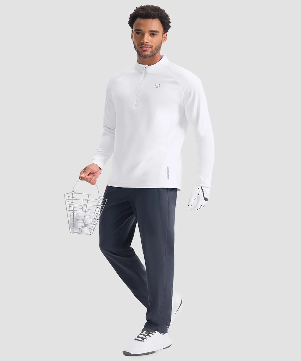 men's fleece quarter zip pullover long sleeve in white - matching outfits view