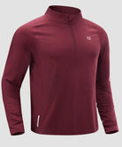 men's fleece quarter zip pullover long sleeve in wine - fabric detail