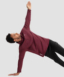men's fleece quarter zip pullover long sleeve in wine - matching outfits view