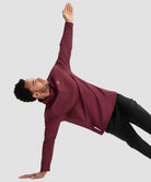 men's fleece quarter zip pullover long sleeve in wine - matching outfits view