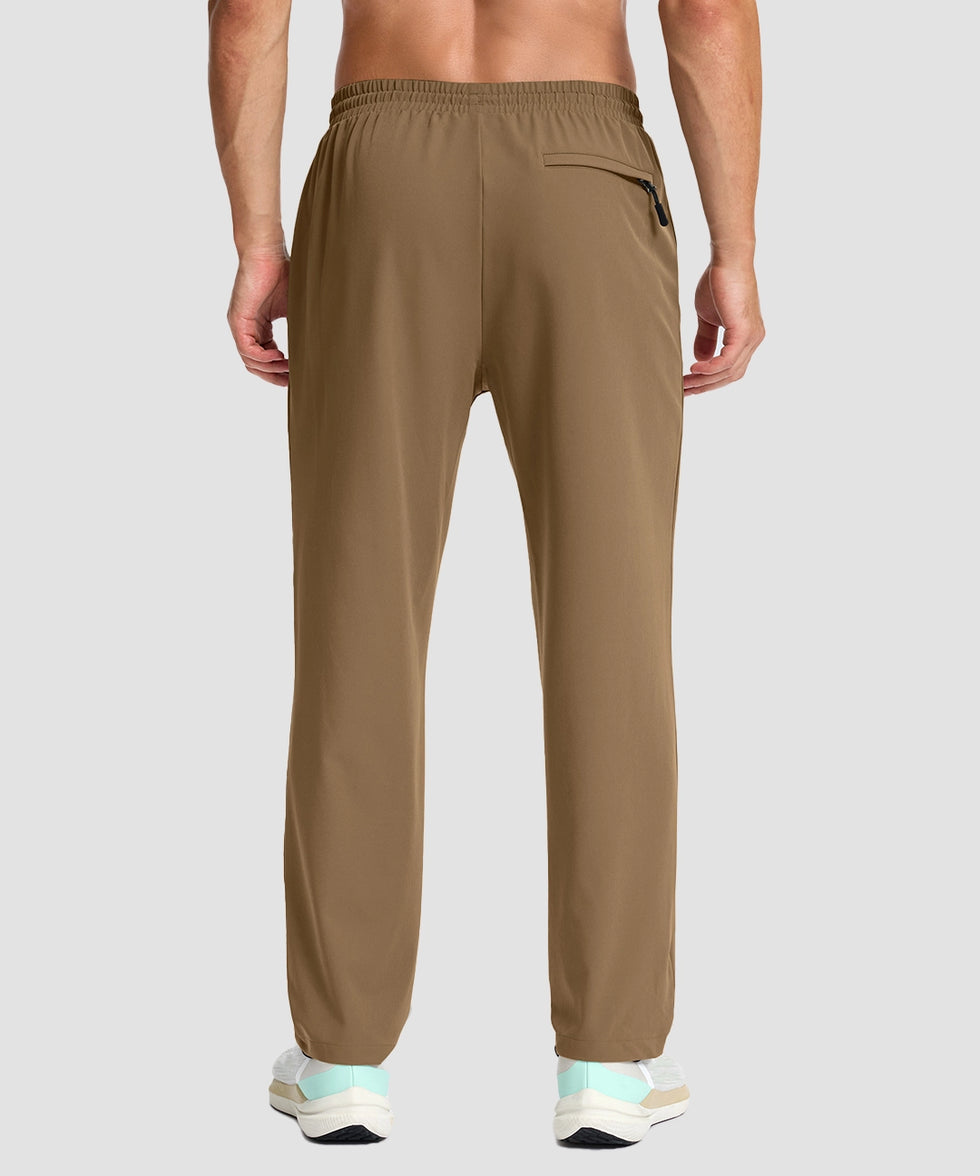men's lightweight 3-pocket sweatpants in dark khaki - back view