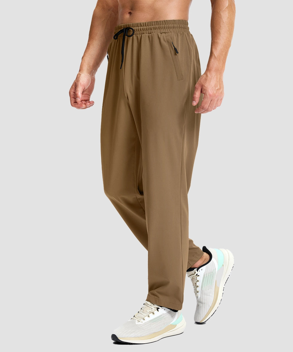 men's lightweight 3-pocket sweatpants in dark khaki - side view