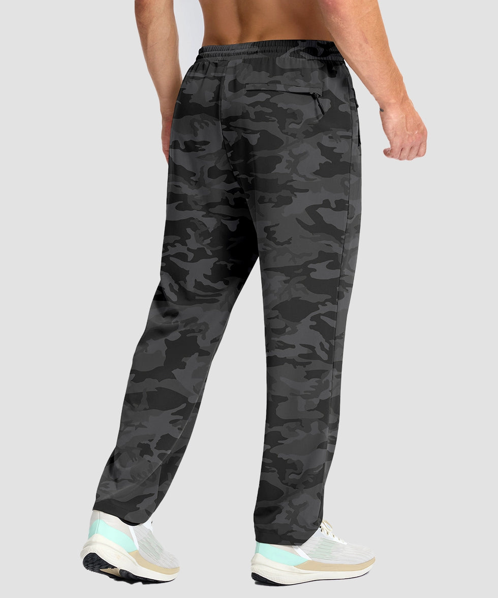 men's lightweight 3-pocket sweatpants in gray camo - back view