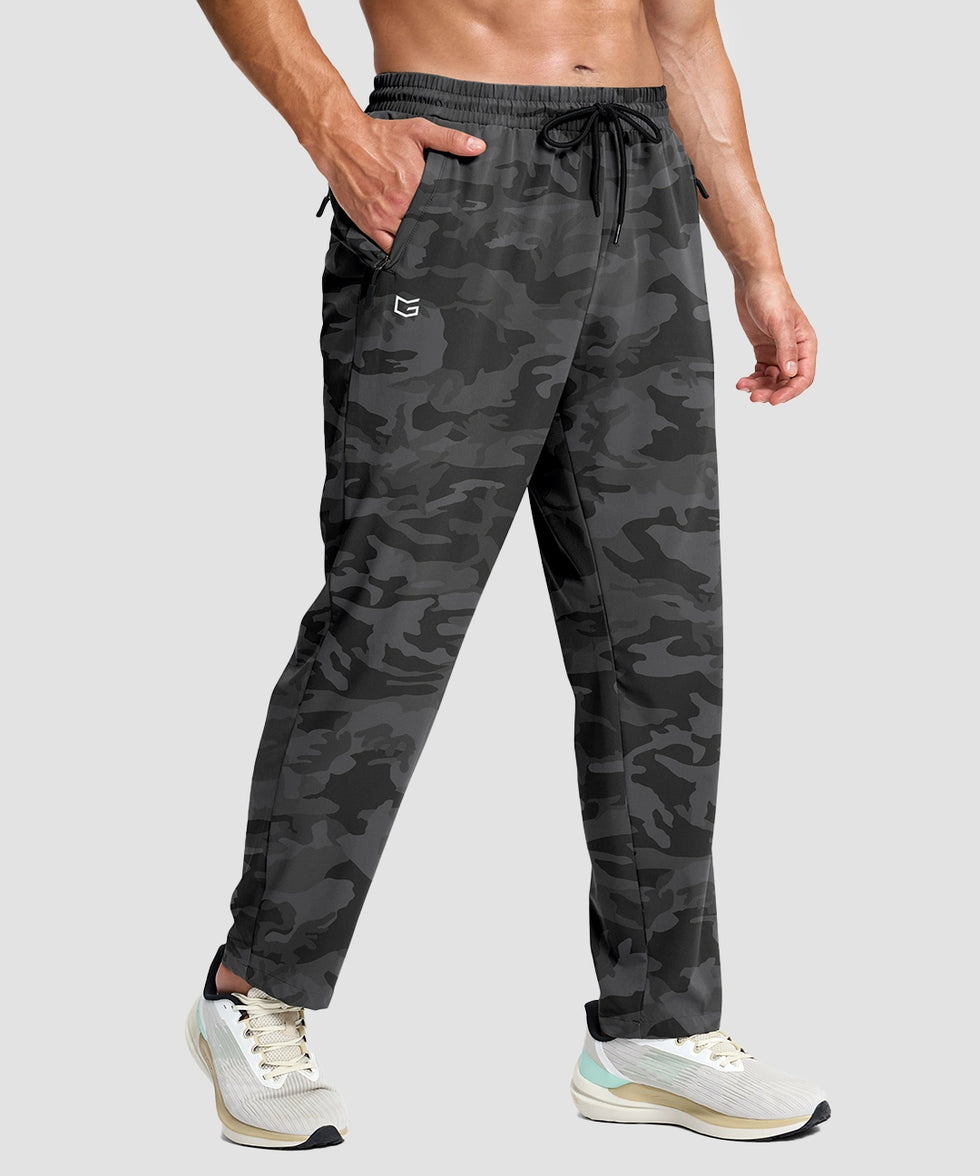 men's lightweight 3-pocket sweatpants in gray camo - pocket detail