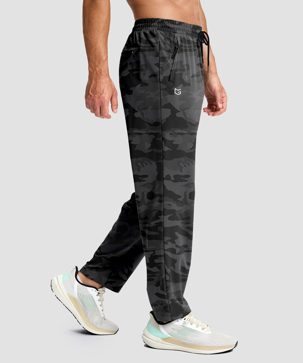 men's lightweight 3-pocket sweatpants in gray camo - side view