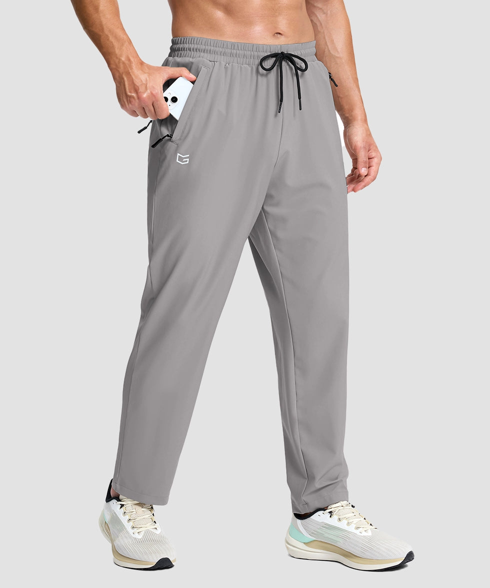men's lightweight 3-pocket sweatpants in light gray - pocket detail