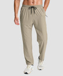 men's lightweight 3-pocket sweatpants in light khaki - front view