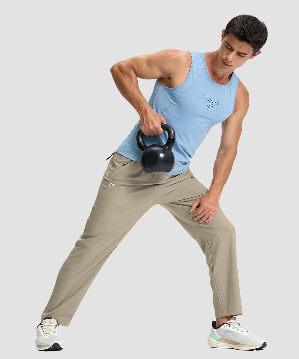 men's lightweight 3-pocket sweatpants in light khaki - matching outfits view