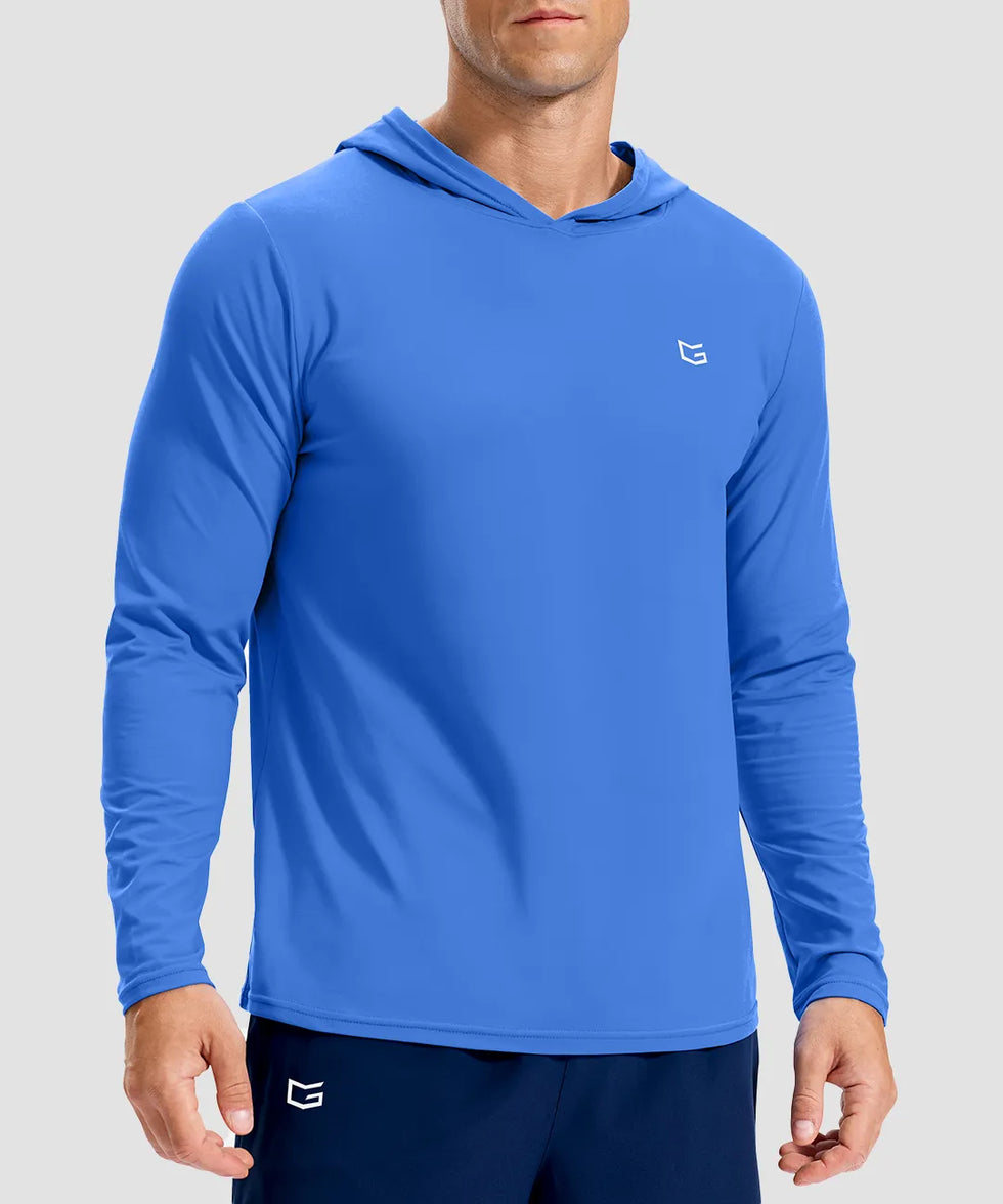 men's lightweight athletic no strings hoodie in dodger blue - front view
