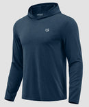 men's lightweight athletic no strings hoodie in heather dark blue - fabric detail