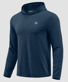 men's lightweight athletic no strings hoodie in heather dark blue - fabric detail